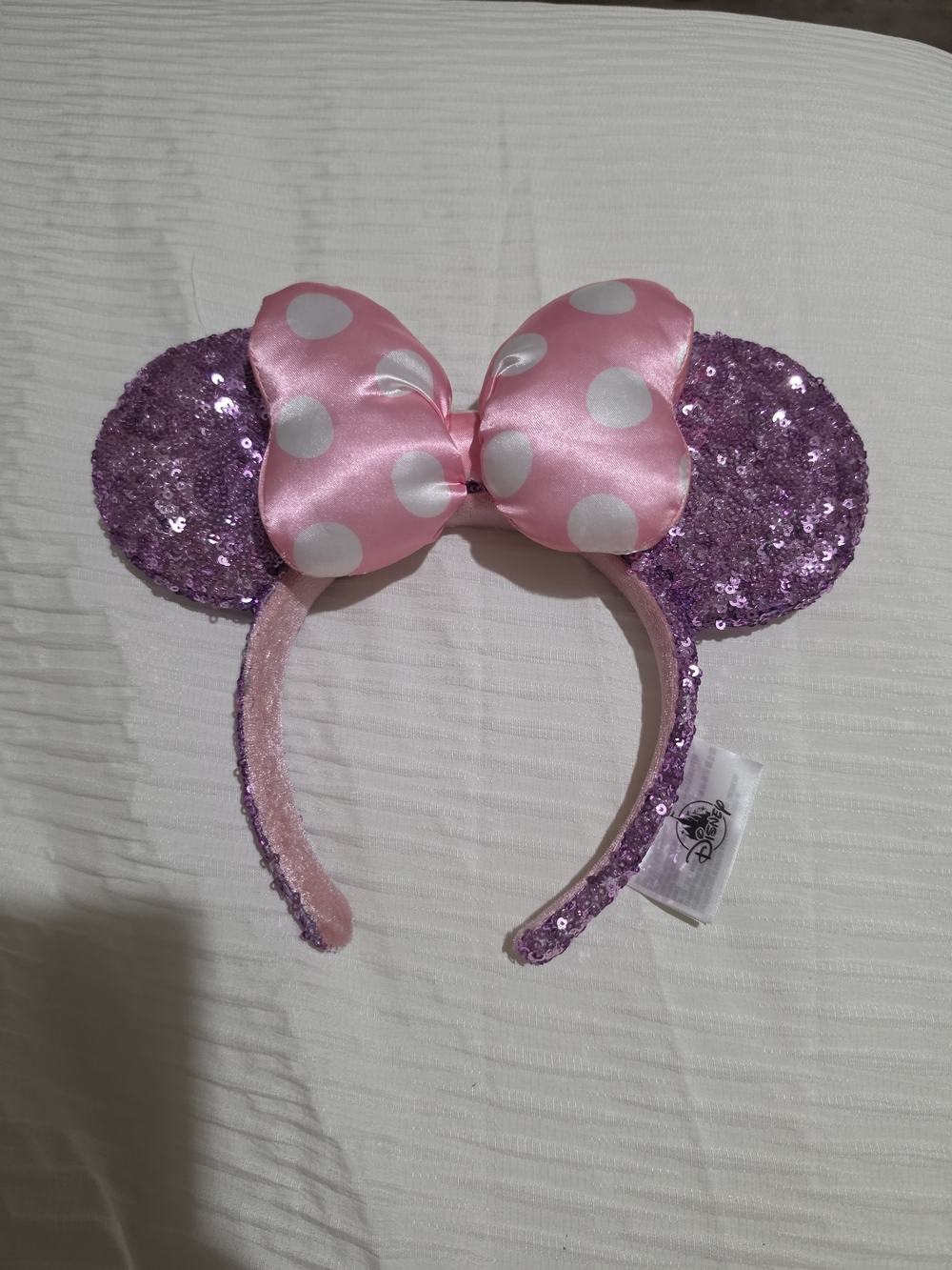 Disney Pink Polka Dot & Purple Sequin Minnie Ears Headband